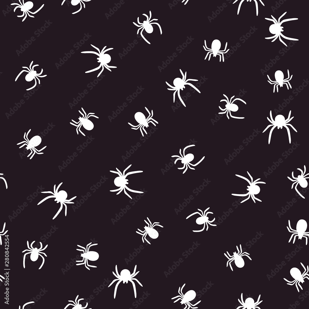 White spiders seamless pattern on dark background. Vector illustration White spiders seamless pattern on dark background. Vector illustration