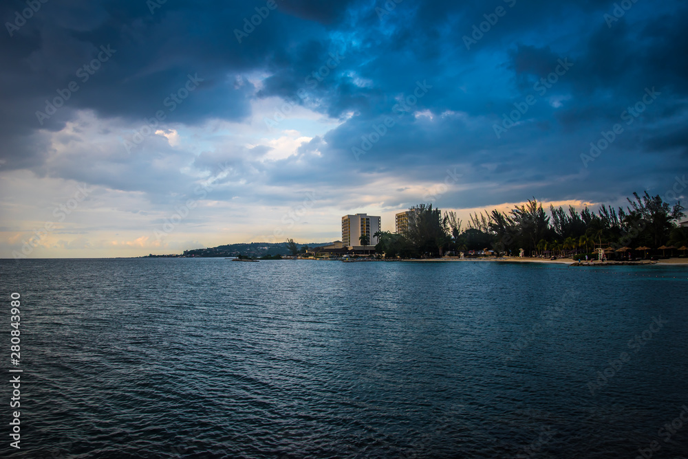 Naklejka premium Sunset at Montego Bay Beach Jamaica 