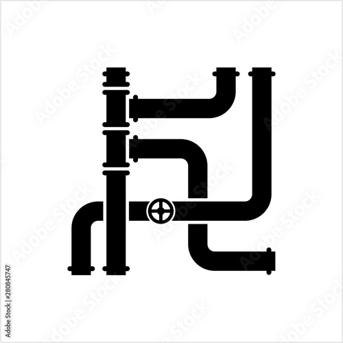 Pipe Icon, Pipe Fitting Icon, Water, Gas, Oil Pipeline, Plumbing Work