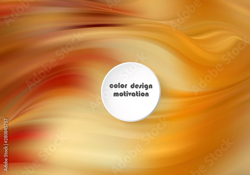 Liquid waves abstract composition. Orange yellow background with wave lines. Trendy webpage template with liquid shape concept.