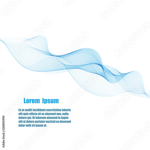 Abstract smooth color wave vector. Curve flow blue motion illustration. Smoke design.