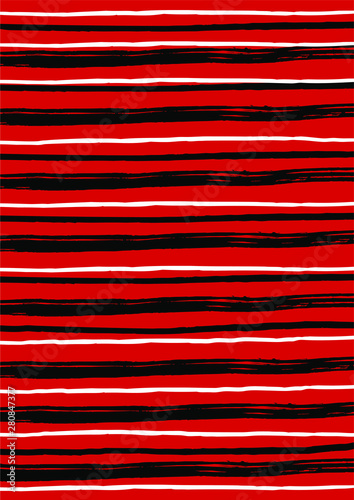 Red background with horizontal lines brush black and white. Can be used for finishing fabrics, prints on clothes, paper and handbags  