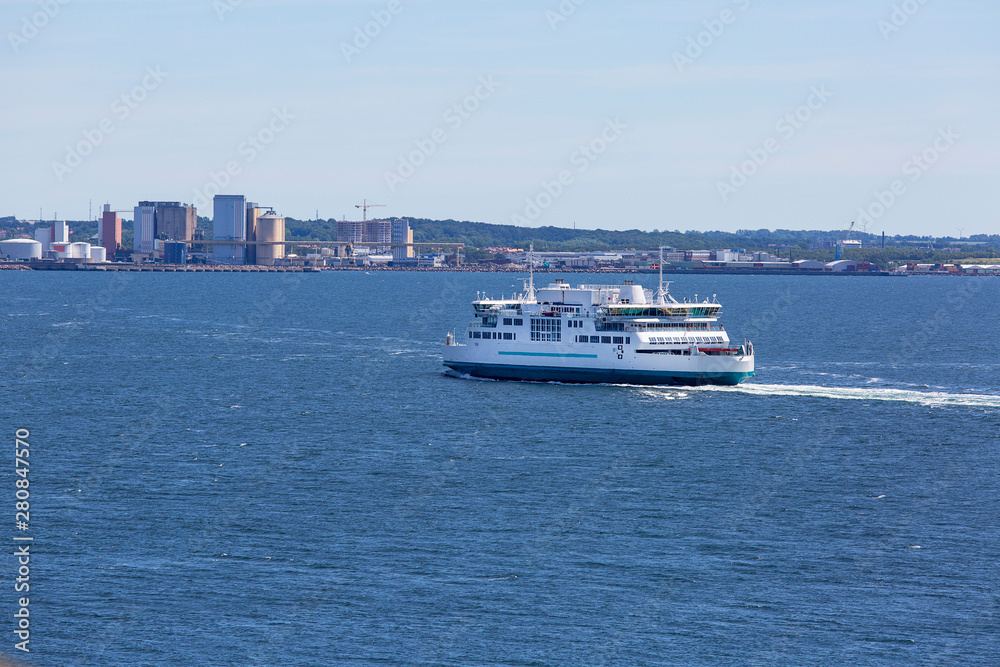 Passenger ferry for sailing along the route between port Helsingor and Helsinborg, Helsingor, Denmark