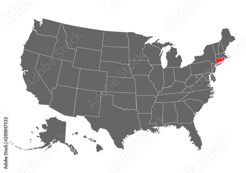 Connecticut vector map silhouette. High detailed illustration. United state of America country