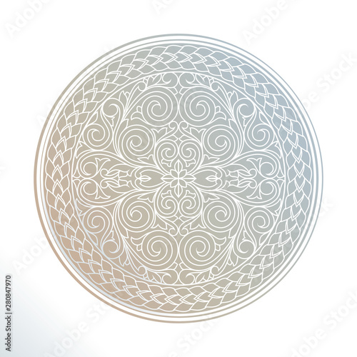 Floral ornate decorative pastel colored emblem