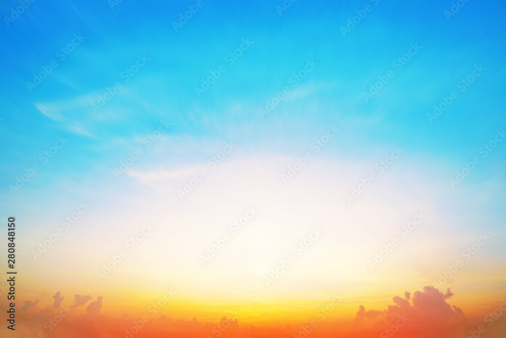 Fototapeta Sunset cloud sky blurred during morning open view out windows beautiful summer spring and peaceful nature background.