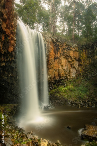 Trentham Falls, one of the longest single drop waterfalls in Victoria, plunging some 32 Metres over ancient basalt columns.