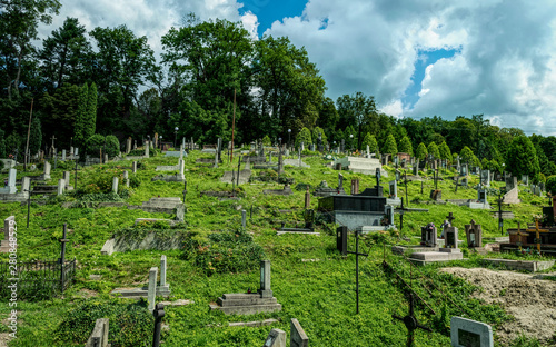 Ancient crypts and Gothic graves at the ancient Catholic cemetery
