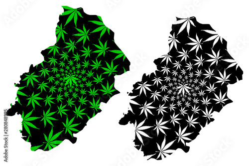 Kirikkale (Provinces of the Republic of Turkey) map is designed cannabis leaf green and black, Kirikkale ili map made of marijuana (marihuana,THC) foliage,....