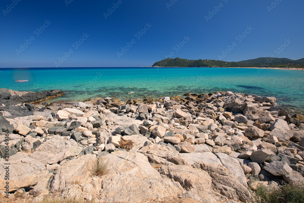 Obraz premium Cala Sinzias beach near Costa Rei on Sardinia island, Sardinia, Italy