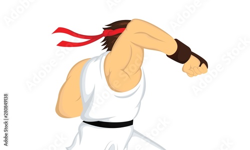 karate man punch vector illustration