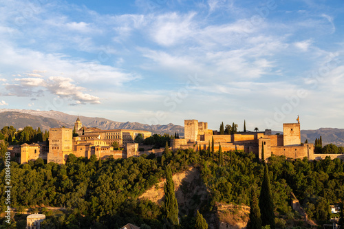 Beautiful view of Alhambra Palace in Granada, Spain