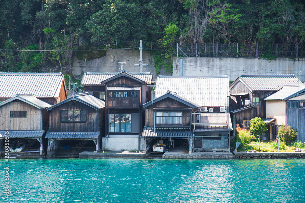 Ine Funaya Boat House, Seaside village old town of Japan, Ine, Kyoto, Japan. Landscape view.