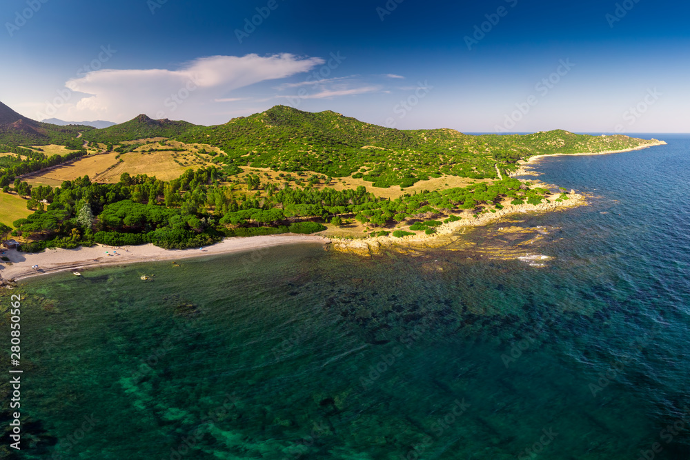 Obraz premium Porto Pirastu beach near Costa Rei on Sardinia island, Sardinia, Italy