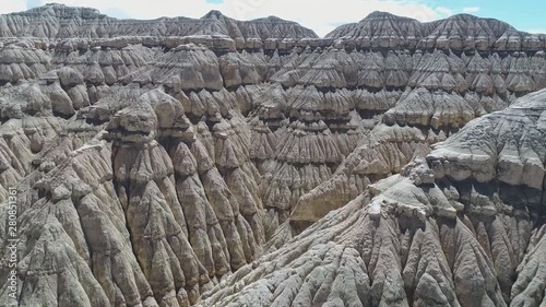 Aerial view of the relief sandstone mountains along the Langchen Zangpo valley (upper Sutlej river), Ngari prefecture, Zanda district, Tibet Autonomous Region, China. photo