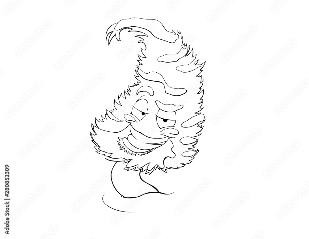 Over Confident Anthropomorphic Pine Tree Vector Line Art Over Confident Anthropomorphic Pine Tree Vector Line Art