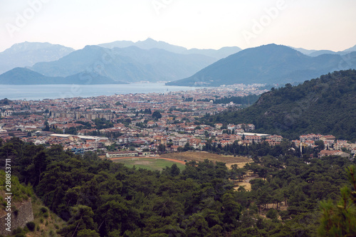 beautiful view from the observation deck from the mountain to the city of Marmaris Turkey © saulich84