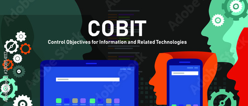 COBIT, Control Objectives for Information and Related Technologies. Concept with keywords, letters and icons vector illustration.