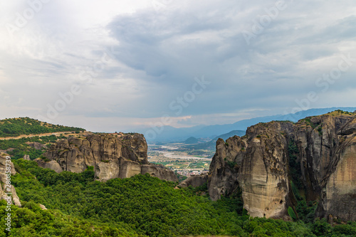 Meteora - incredible sandstone rock formations. The Meteora area is on UNESCO World Heritage List since 1988. Greece