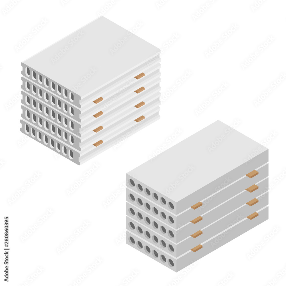 Precast concrete solid block isometric view isolated on white background Precast concrete solid block isometric view isolated on white background