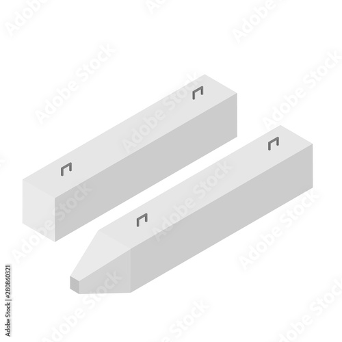 Precast concrete block isometric view isolated on white background