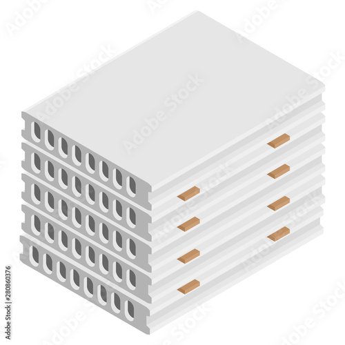 Precast concrete solid block isometric view isolated on white background
