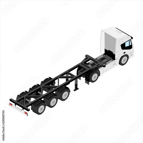 Heavy transport truck without container isometric view isolated on white background
