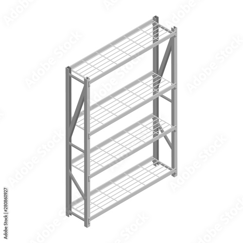 Metal rack isolated on white background isometric view.