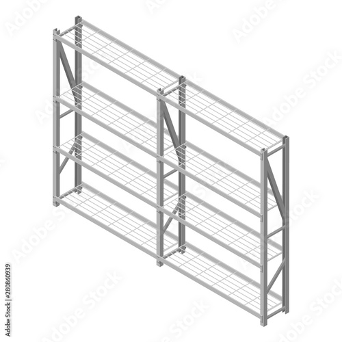 Metal rack isolated on white background isometric view. photo