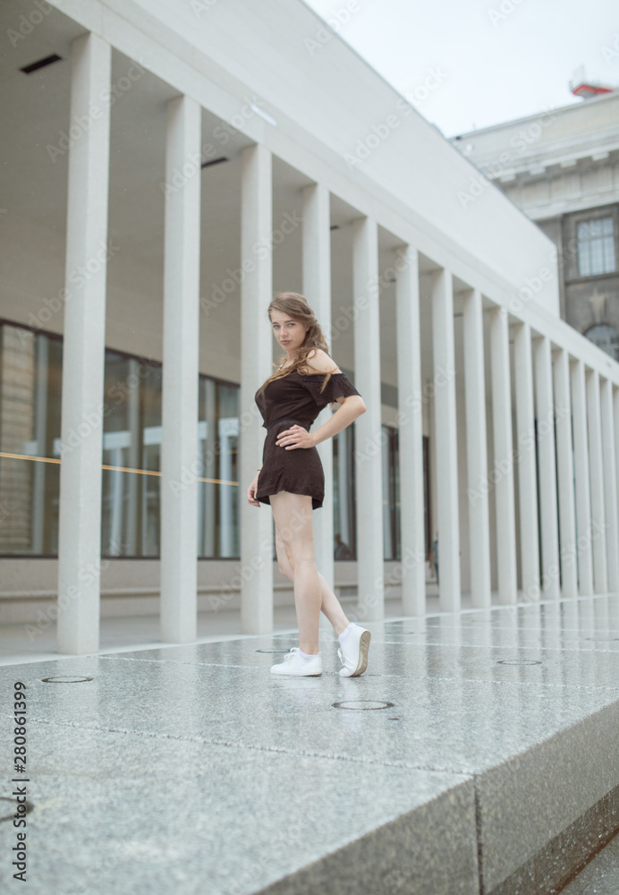 Girl doing things on street