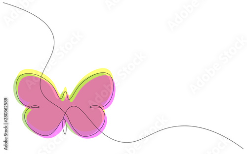 Butterfly one line drawing vector illustration