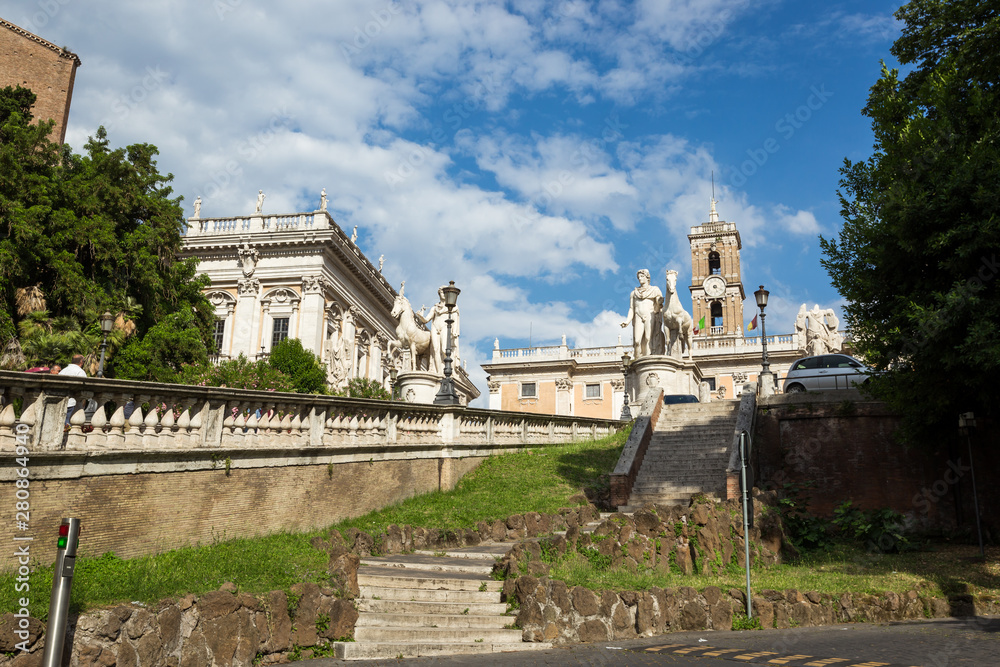 Obraz premium Architectural detail in Piazza del Campidoglio, Rome, Italy, Europe