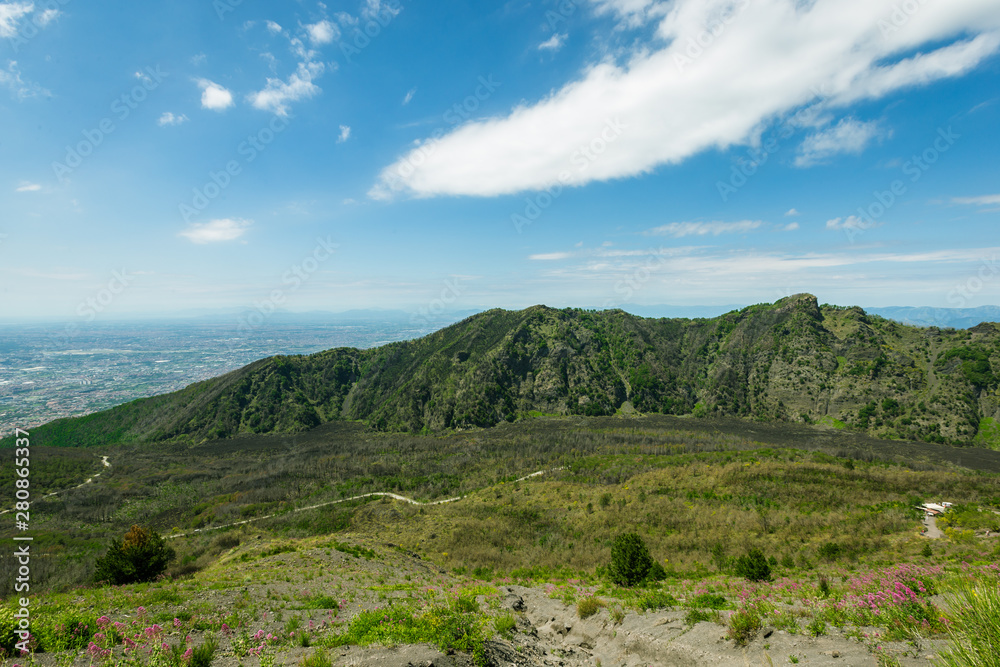 Vesuvius volcano crater next to Naples. Campania region, Italy