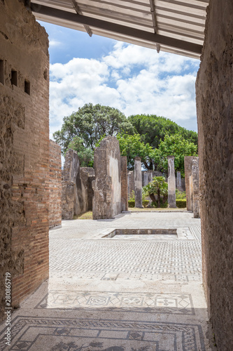 View of the ancient city of Pompeii. Pompeii is an ancient Roman city died from the eruption of Mount Vesuvius in the 1st century. Naples, Italy. photo