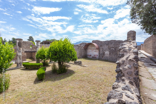 View of the ancient city of Pompeii. Pompeii is an ancient Roman city died from the eruption of Mount Vesuvius in the 1st century. Naples, Italy. photo