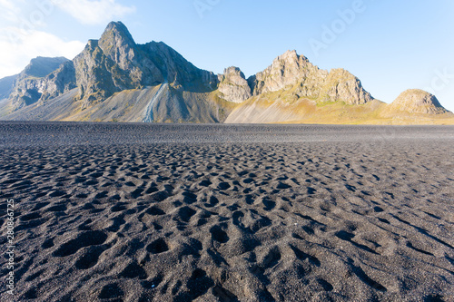 Hvalnes lava beach landscape, east Iceland landmark