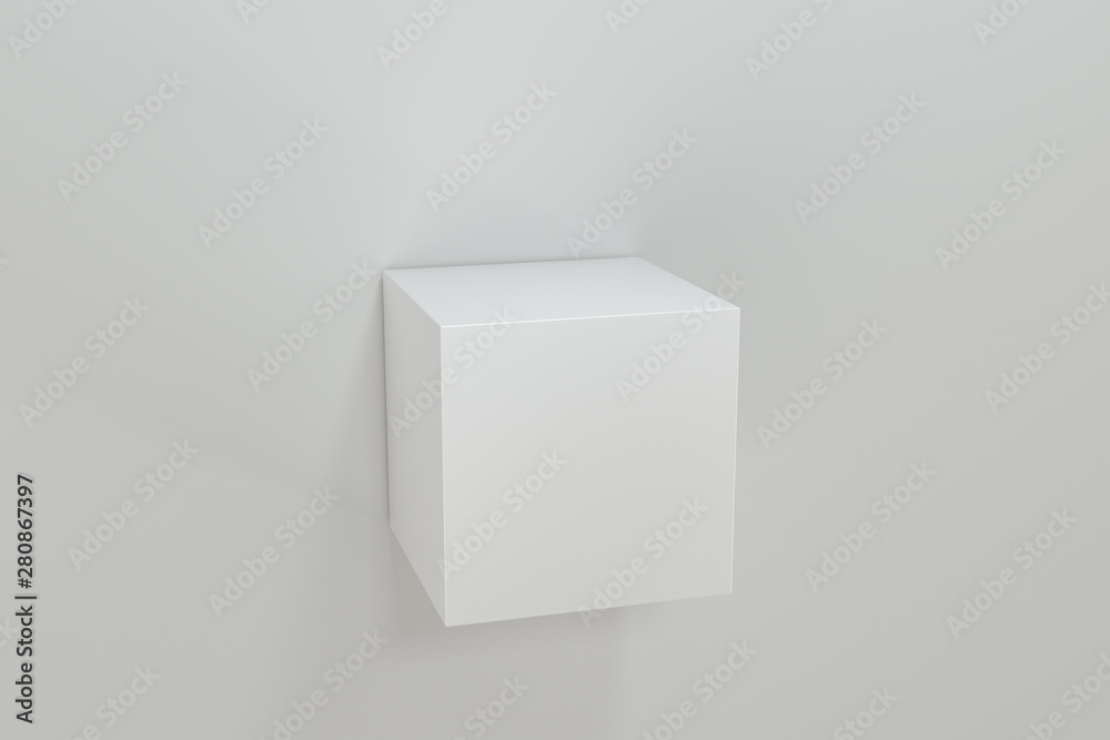 3d rendering, the cubic platform in the white empty room. 3d rendering, the cubic platform in the white empty room.