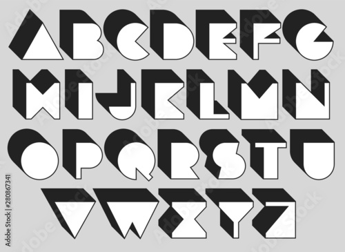 3d vector font. Geometric type
