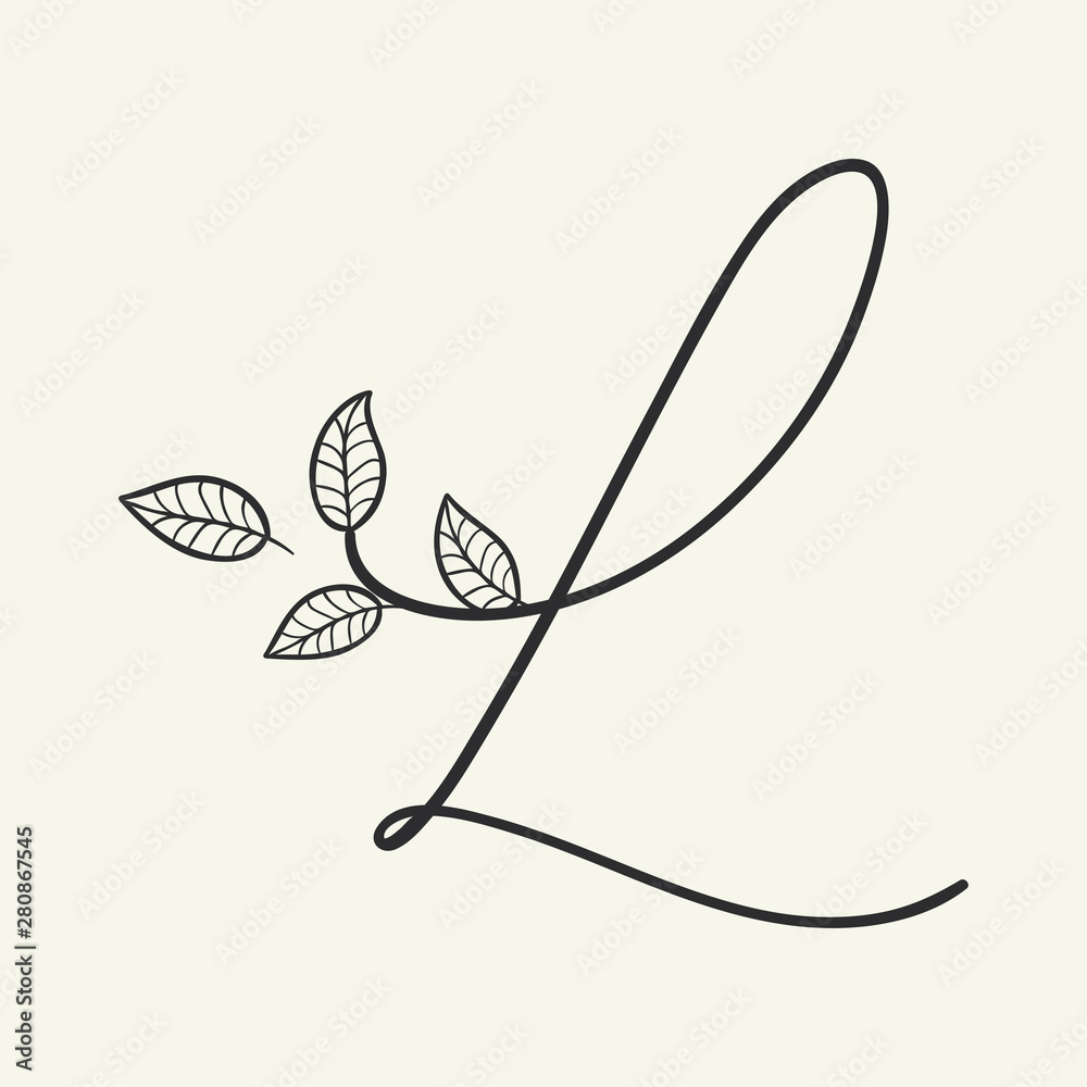 Calligraphy alphabet. Decorative handwritten font. Vector letter L