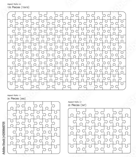 Jigsaw Puzzle Mockup Size 15x10, 6x6, 5x7 for overlapping puzzle images in the game per picture.