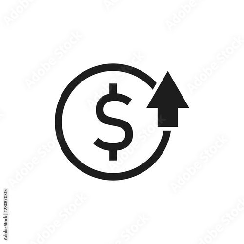 Dollar up icon. Vector. Isolated.
