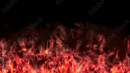 inferno fire wall on black background 3d render