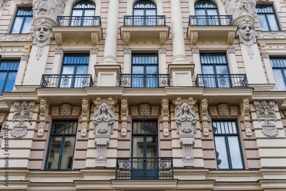 Detail of Art Nouveau (Jugendstil) building in the historical center of Riga; Latvia Detail of Art Nouveau (Jugendstil) building in the historical center of Riga; Latvia