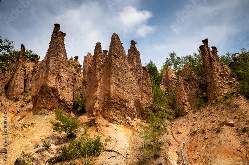 Devil s town  Djavolja Varos   Sandstone structures with stones on top. Interesting rock formations made by strong erosion on Radan mountain in Serbia.