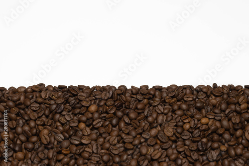 coffee beans are beautifully laid on the surface