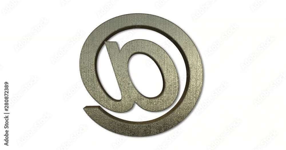 Gold At Sign Rotation Loop, Golden 3D Arobase Symbol Isolated On A White Background - DCi 4K Animation Gold At Sign Rotation Loop, Golden 3D Arobase Symbol Isolated On A White Background - DCi 4K Animation