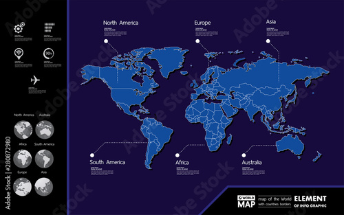Grand world map graphic element vector illustration.