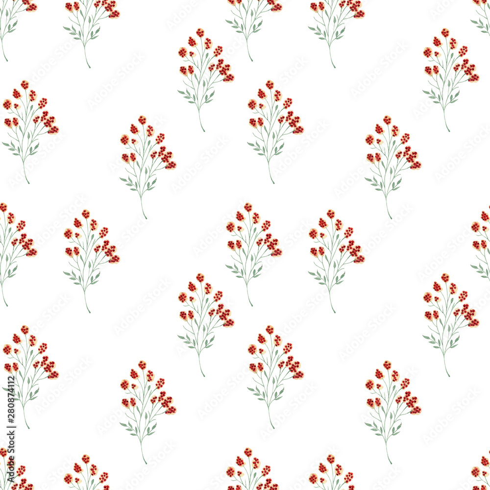Watercolor background picture Wild flowers