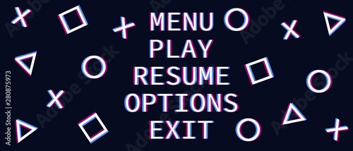 game menu and interface playstation 5 in glitch effect game vector play station