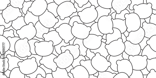 Bear seamless pattern vector polar bear head scarf isolated cartoon repeat background tile wallpaper doodle illustration white design